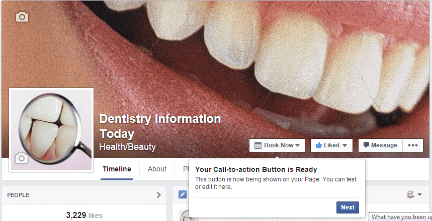 Your Facebook call to action but is now ready