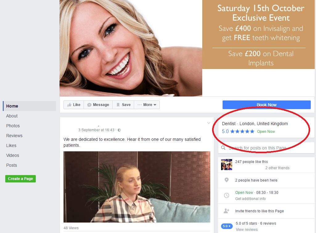 Locate the reviews on your Facebook page