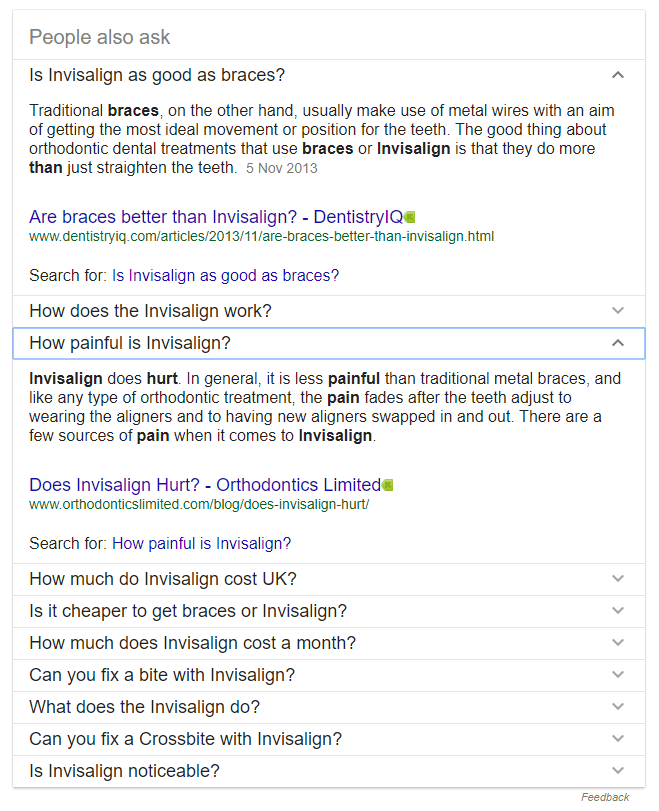 People also ask in a Google search